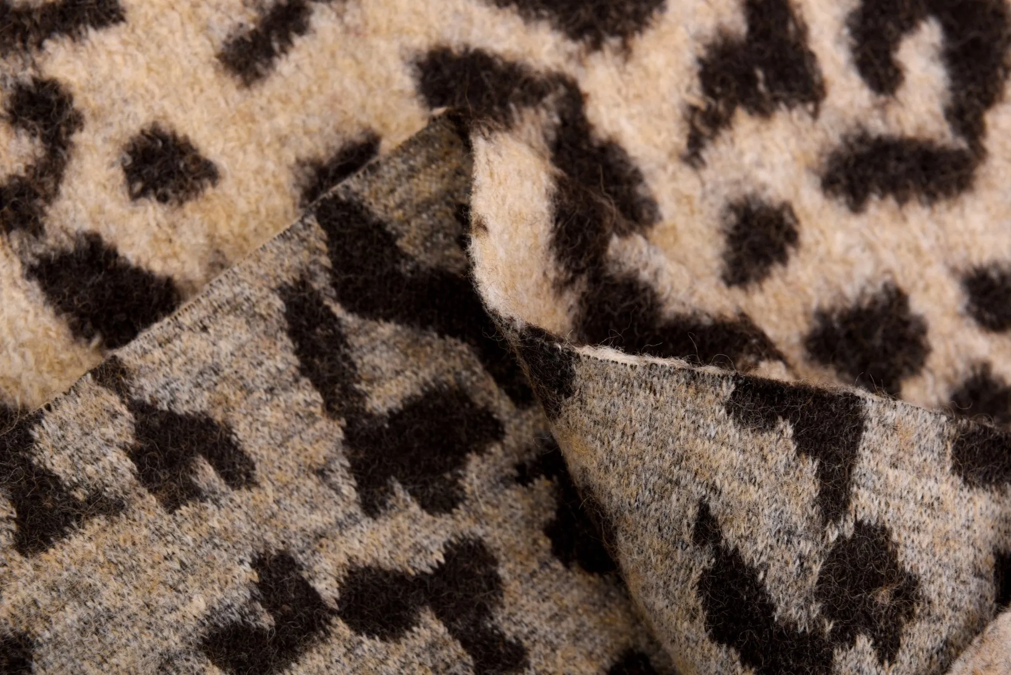 100% Boiled Wool Jacquard Leopard Print Fabric / Premium Designer Made