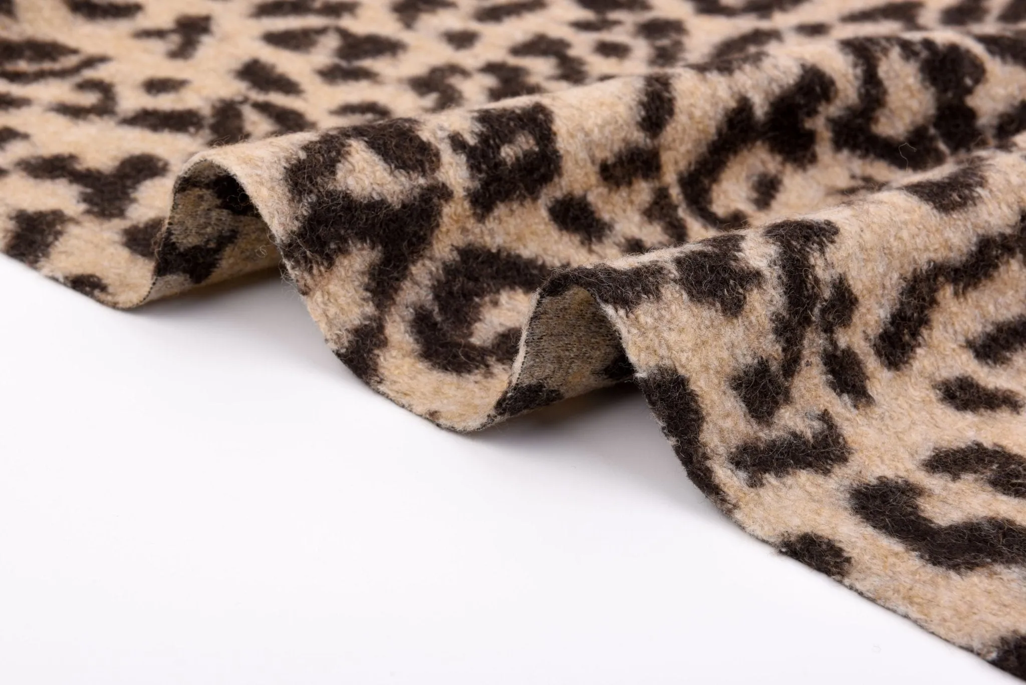 100% Boiled Wool Jacquard Leopard Print Fabric / Premium Designer Made