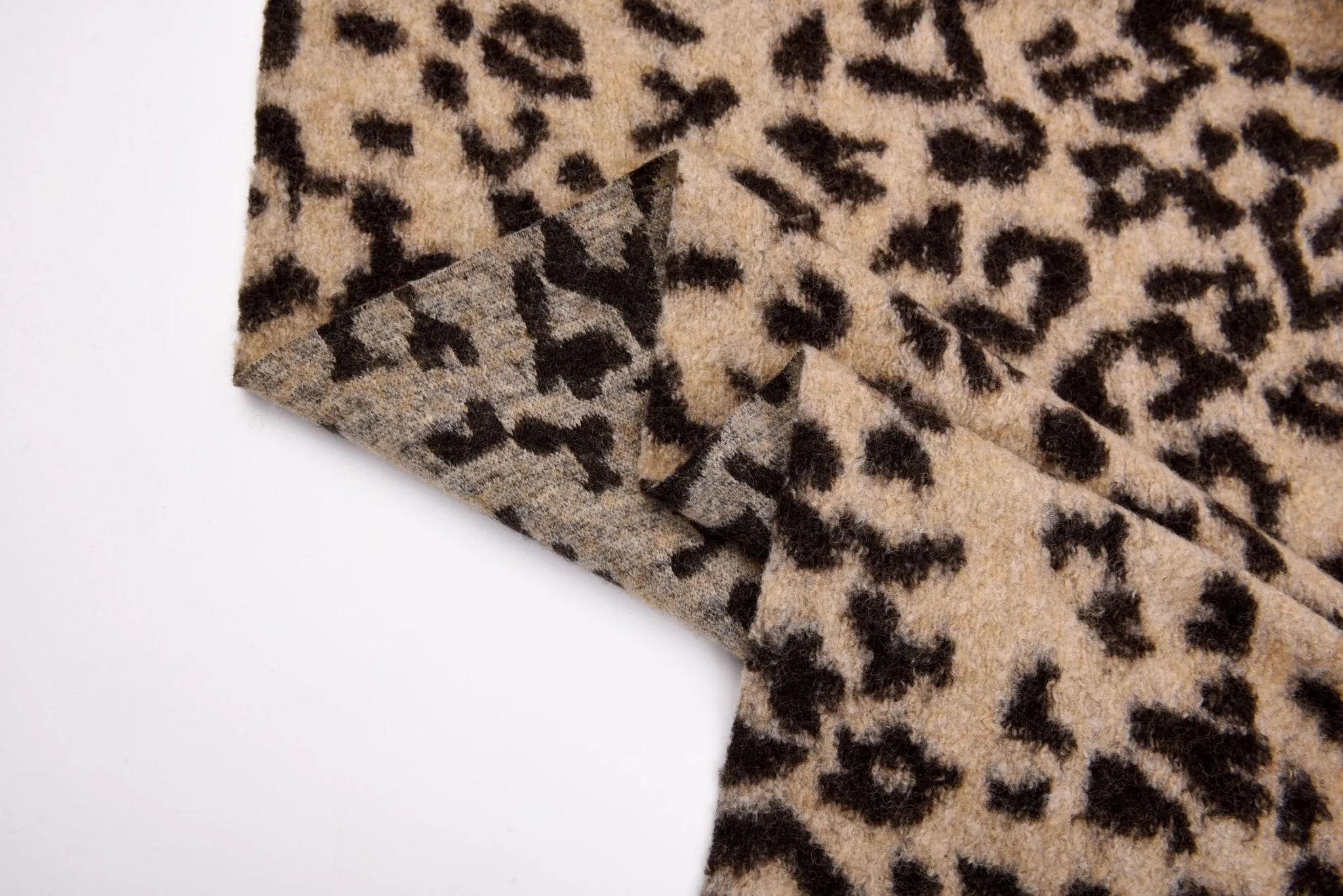 100% Boiled Wool Jacquard Leopard Print Fabric / Premium Designer Made