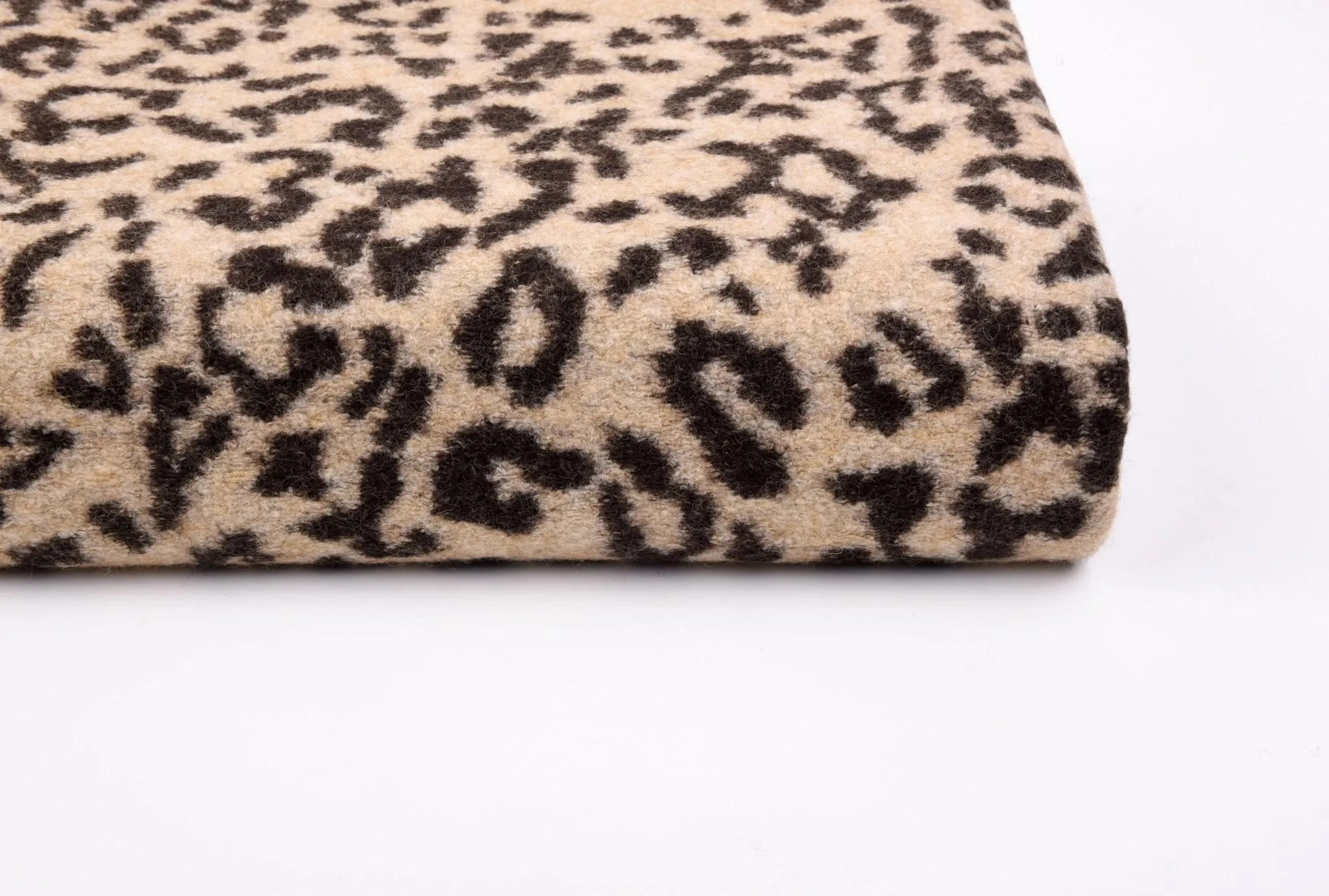 100% Boiled Wool Jacquard Leopard Print Fabric / Premium Designer Made