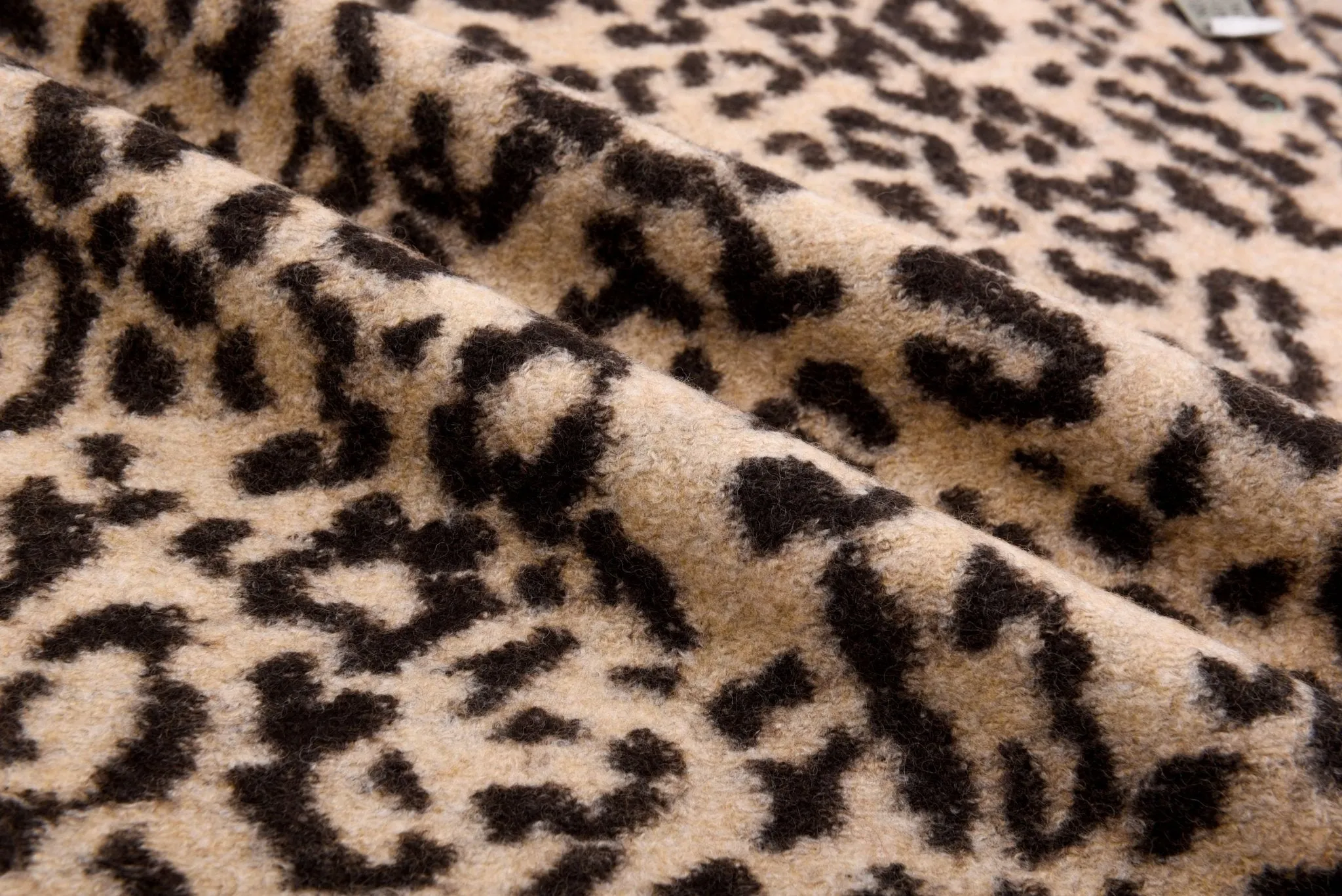 100% Boiled Wool Jacquard Leopard Print Fabric / Premium Designer Made