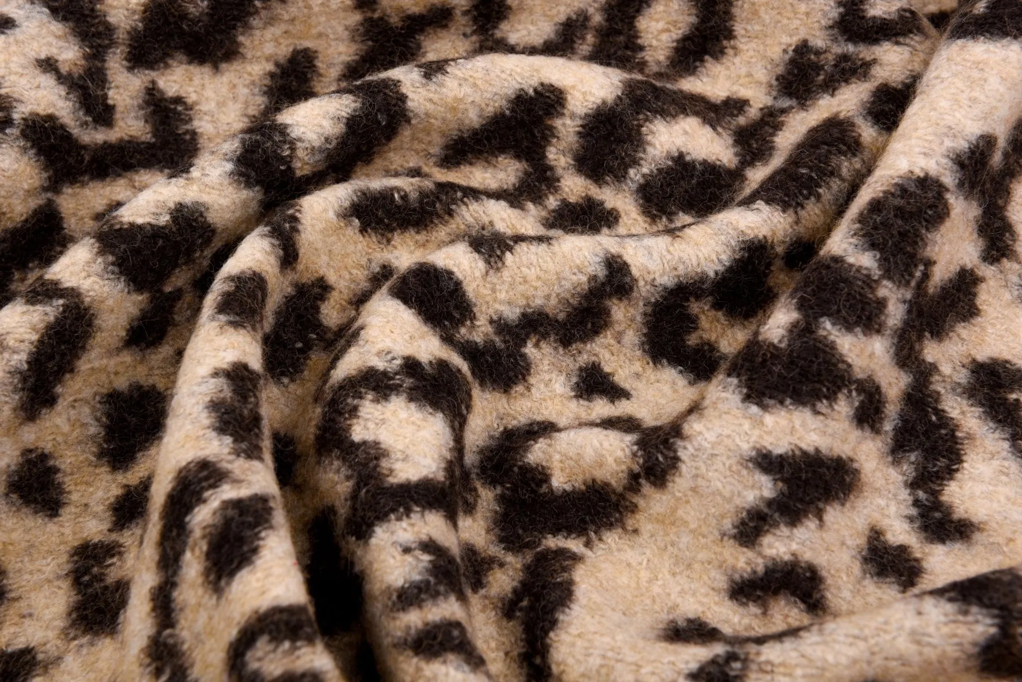 100% Boiled Wool Jacquard Leopard Print Fabric / Premium Designer Made