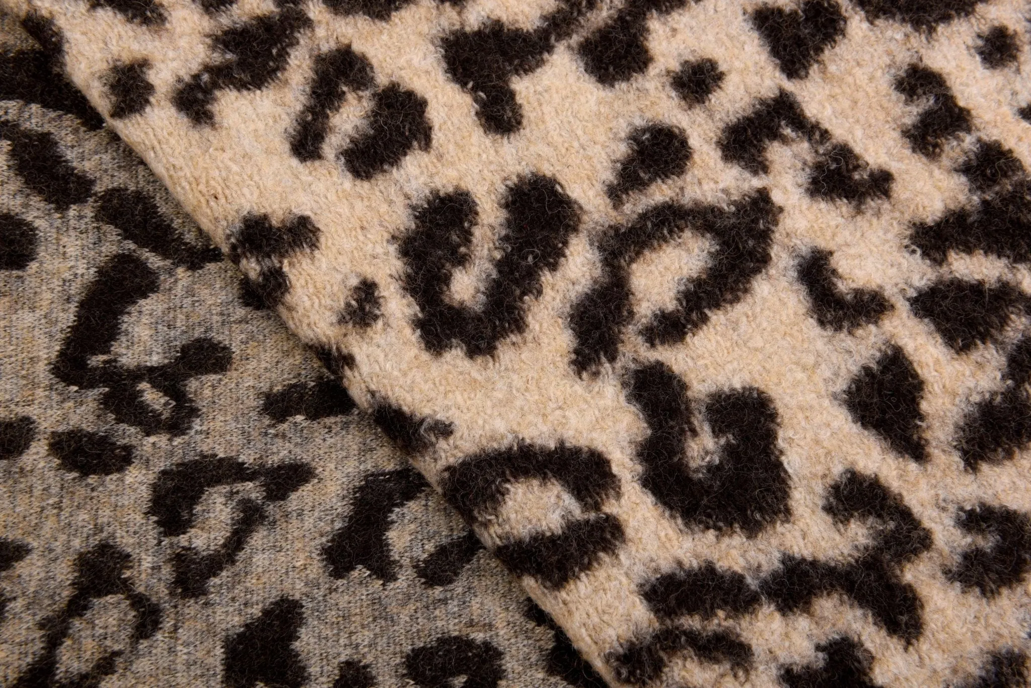 100% Boiled Wool Jacquard Leopard Print Fabric / Premium Designer Made