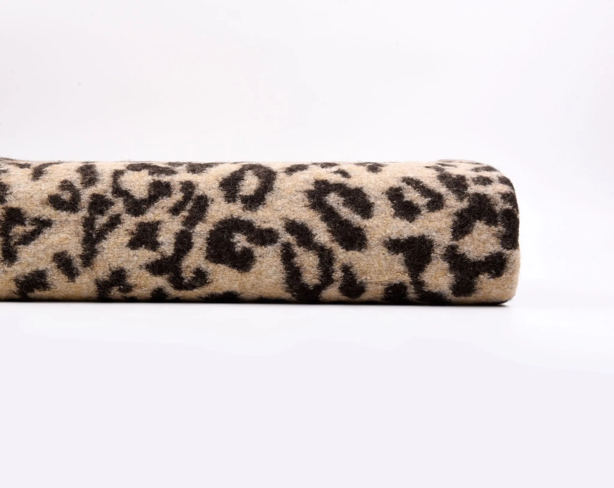 100% Boiled Wool Jacquard Leopard Print Fabric / Premium Designer Made