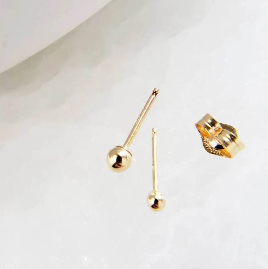 14K Gold Ball Studs