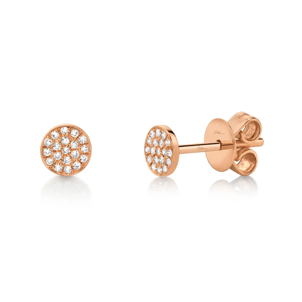 14k Yellow Gold Diamond Disc Studs