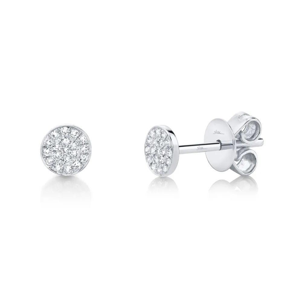 14k Yellow Gold Diamond Disc Studs