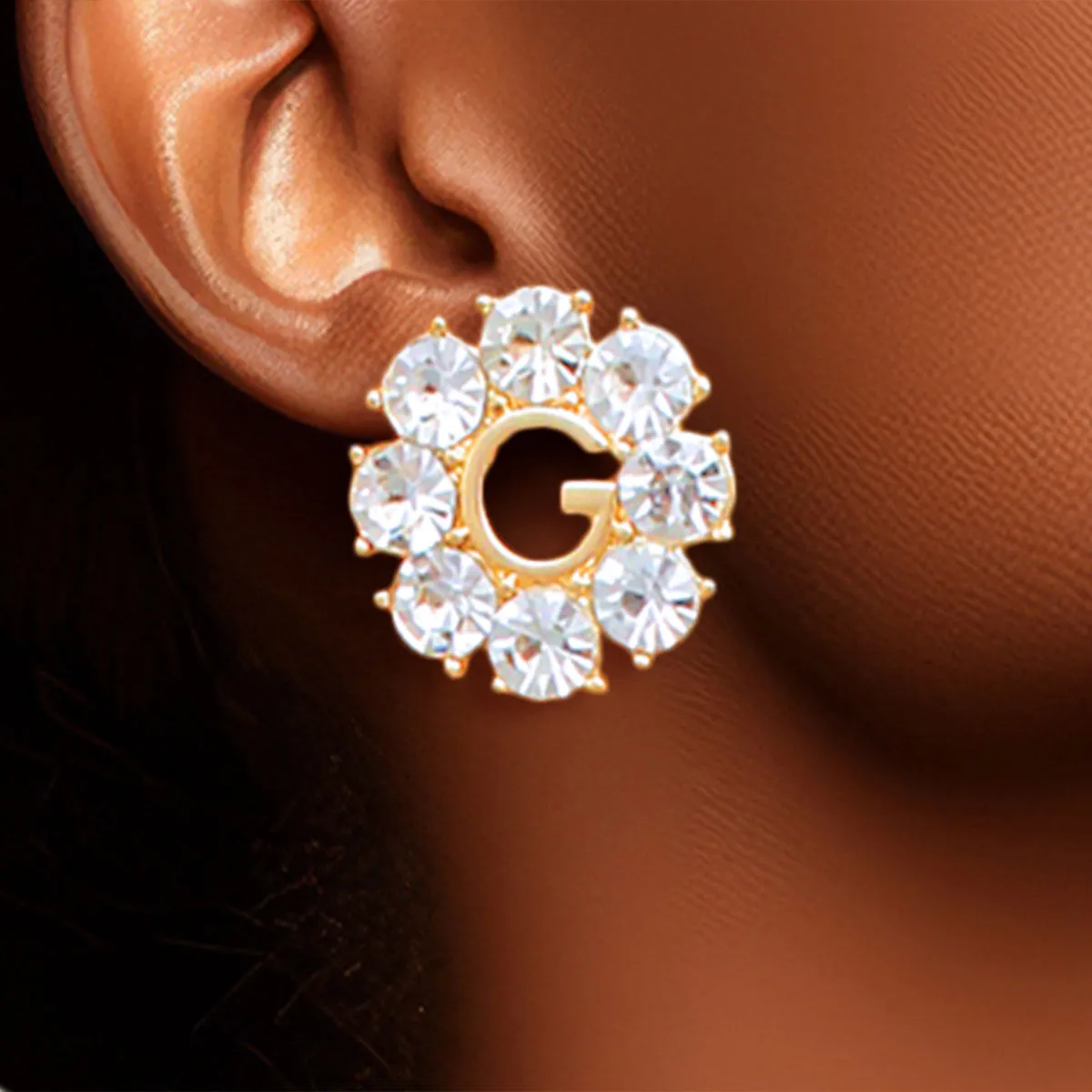 3 Pcs Gold Crystal Stud Set -Couturier Glam