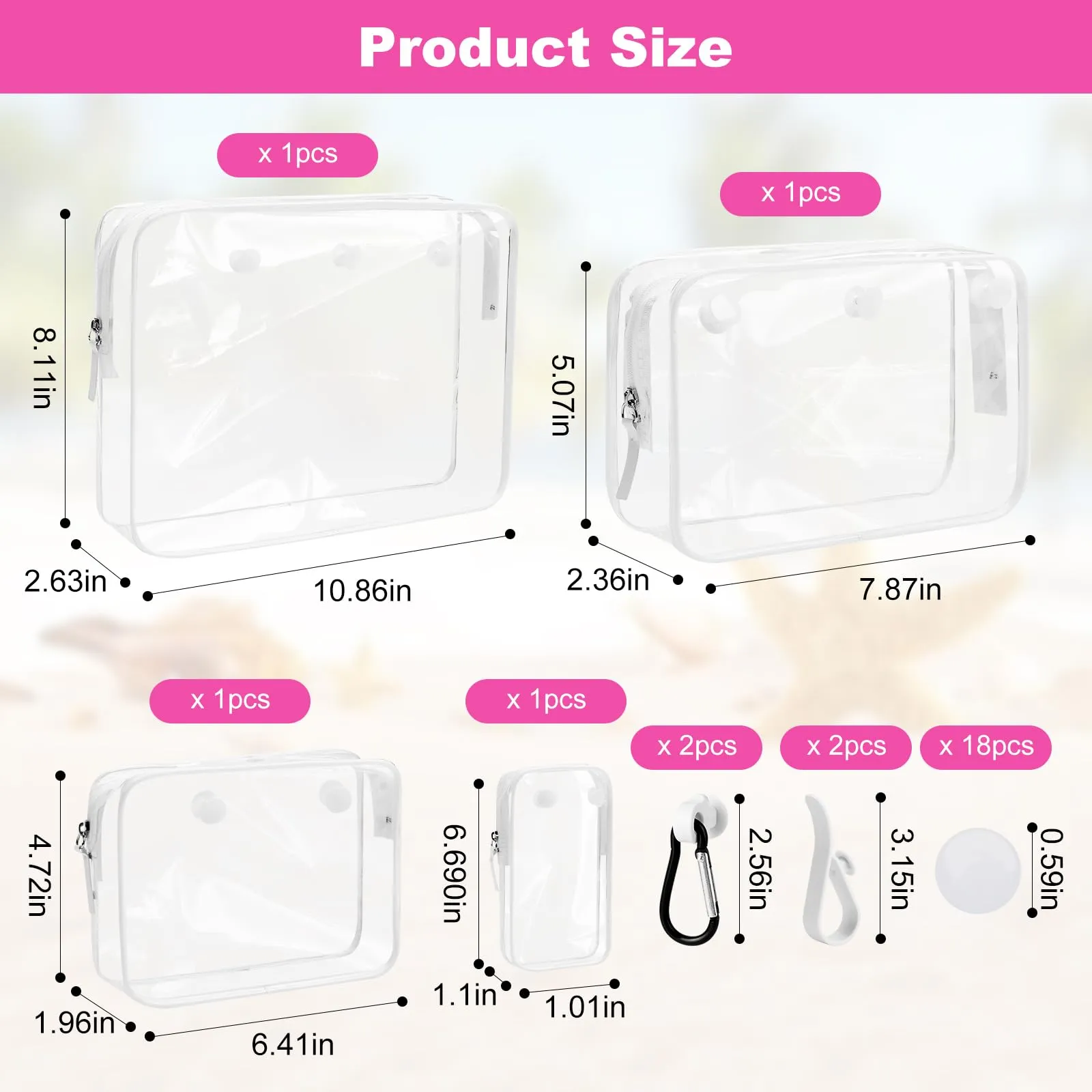 4pack Clear Nurse Tote Bag Inserts