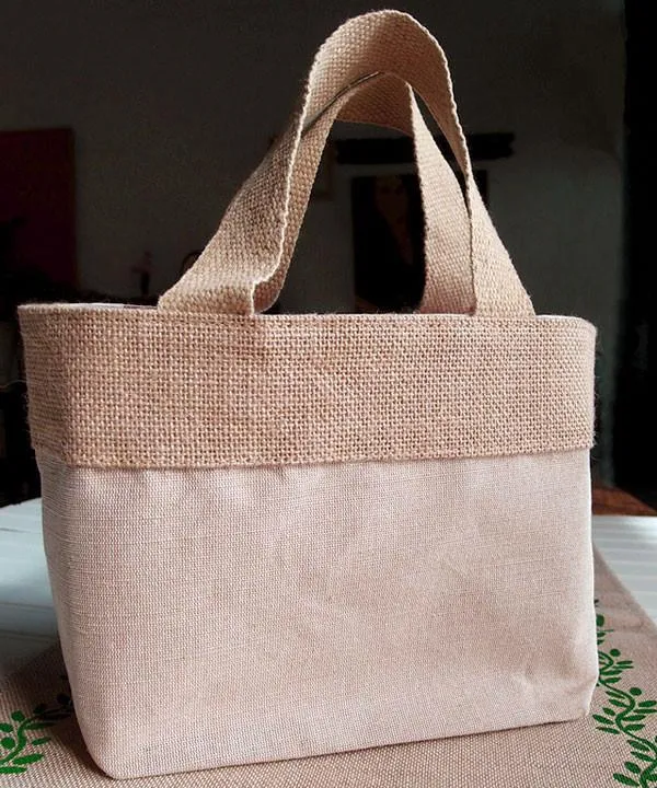 6 ct Small Fancy Burlap Bags - JuCo Tote Bags  (Jute & Cotton Blend) - TJ893 - By Bundle