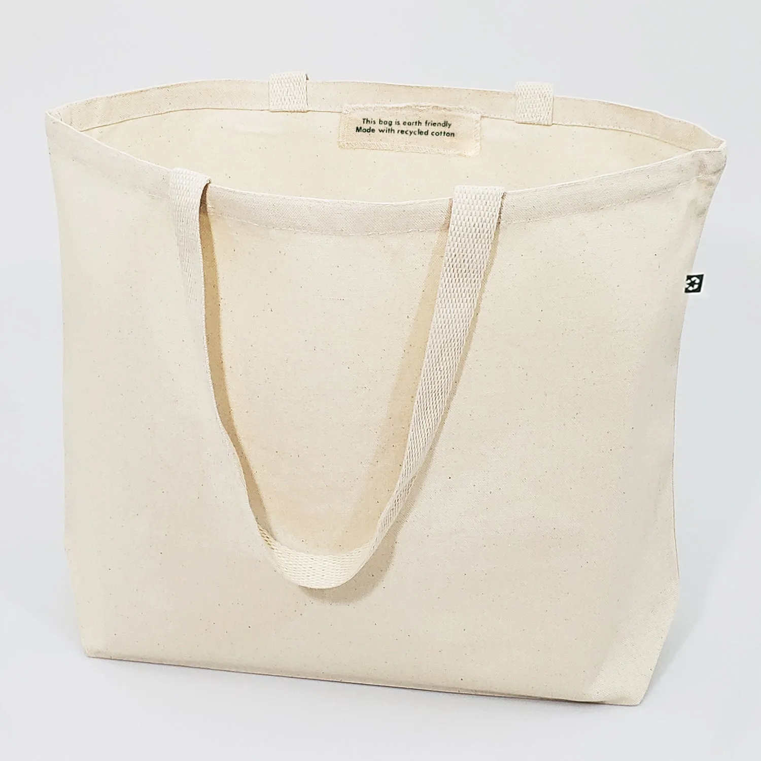 72 ct Large Recycled Cotton Canvas Tote Bags w/Gusset - By Case