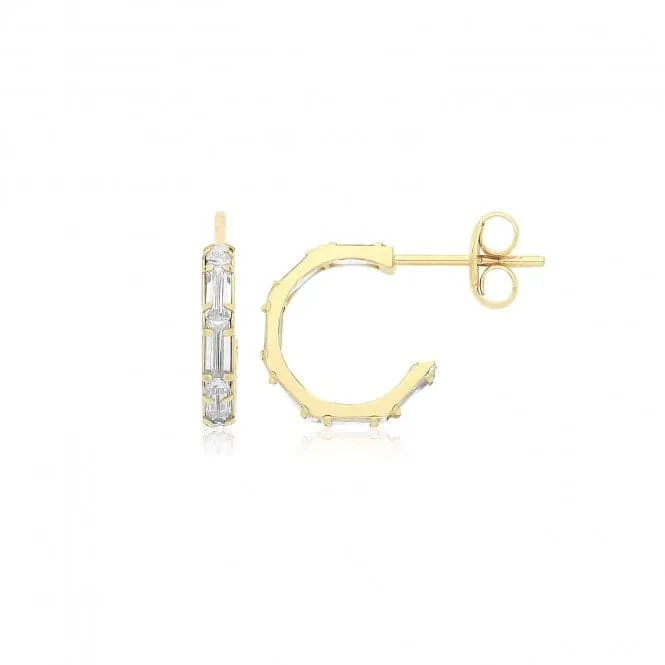 9ct  Yellow  Gold  Zirconia  Half  Hoop  Studs  ES746