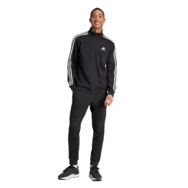 Adidas tuta sportiva da uomo Basic 3-Stripes Fleece IJ6067 nero-bianco