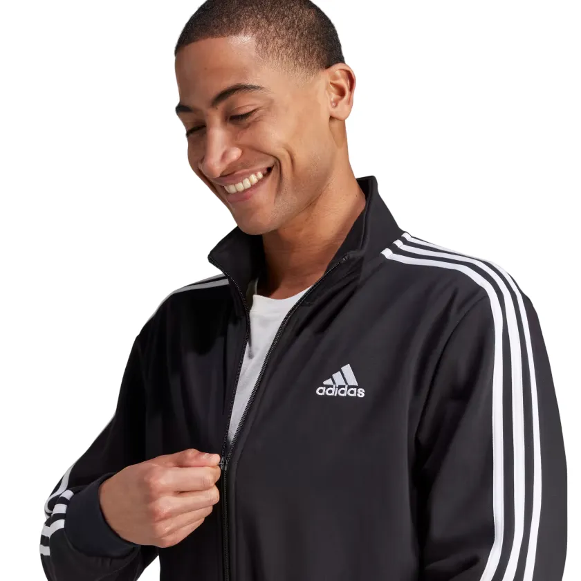 Adidas tuta sportiva da uomo Basic 3-Stripes Fleece IJ6067 nero-bianco