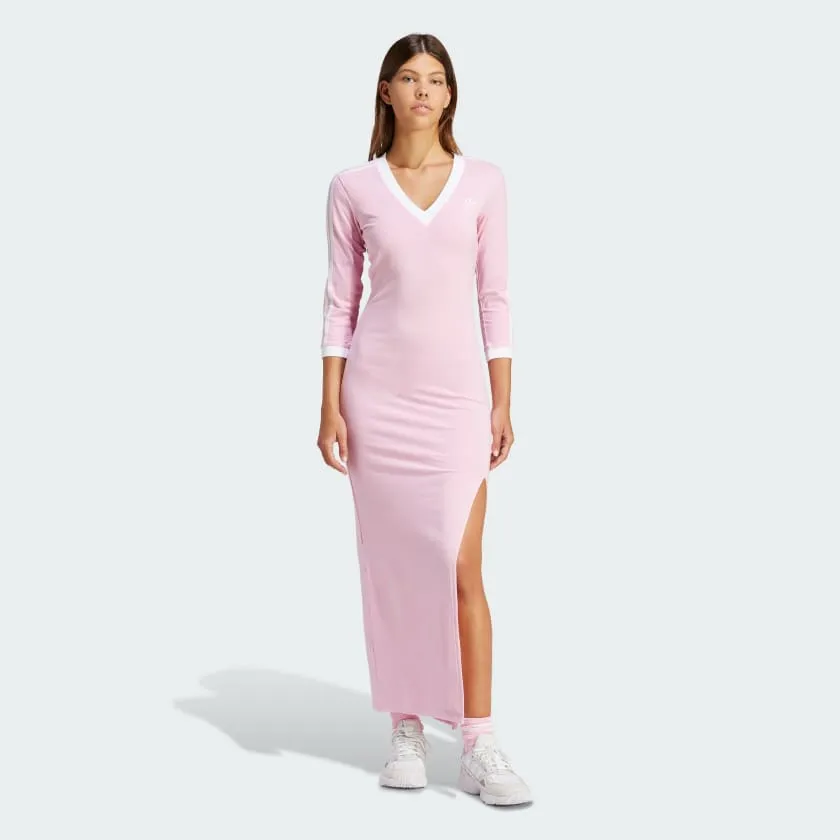 Adidas Women's "Adicolor" 3 Stripes Maxi Dress - Pink