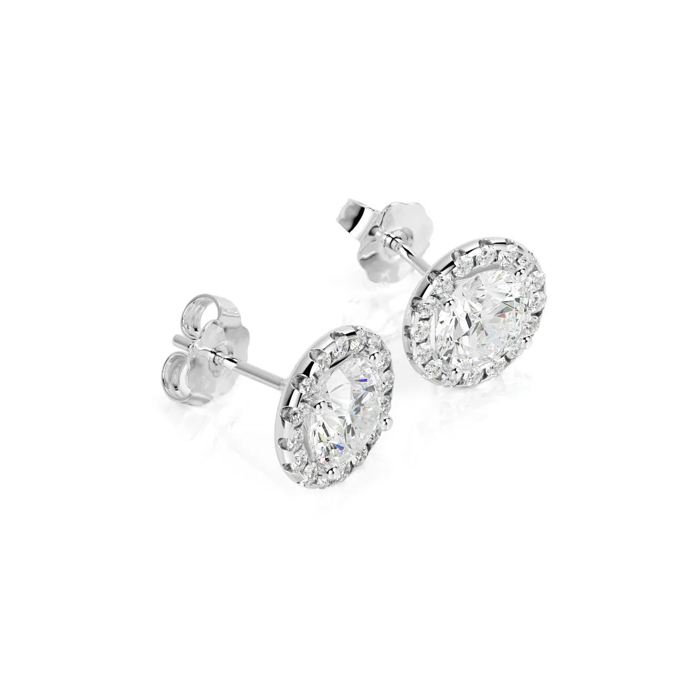 Amber Glow Halo Earrings 1 Natural Diamonds in White Gold