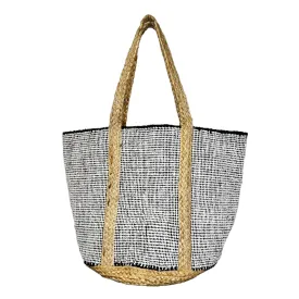 Anju Jewelry - Isla Cotton & Jute Tote, Black & White