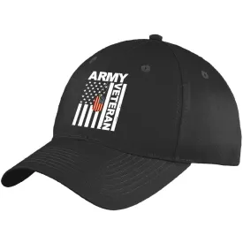 Army Veteran Flag Embroidered Left Panel Black Ball Cap