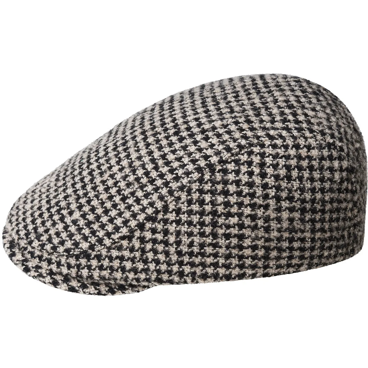 Bailey Hats Harwood Houndstooth Flat Cap In Bone & Black