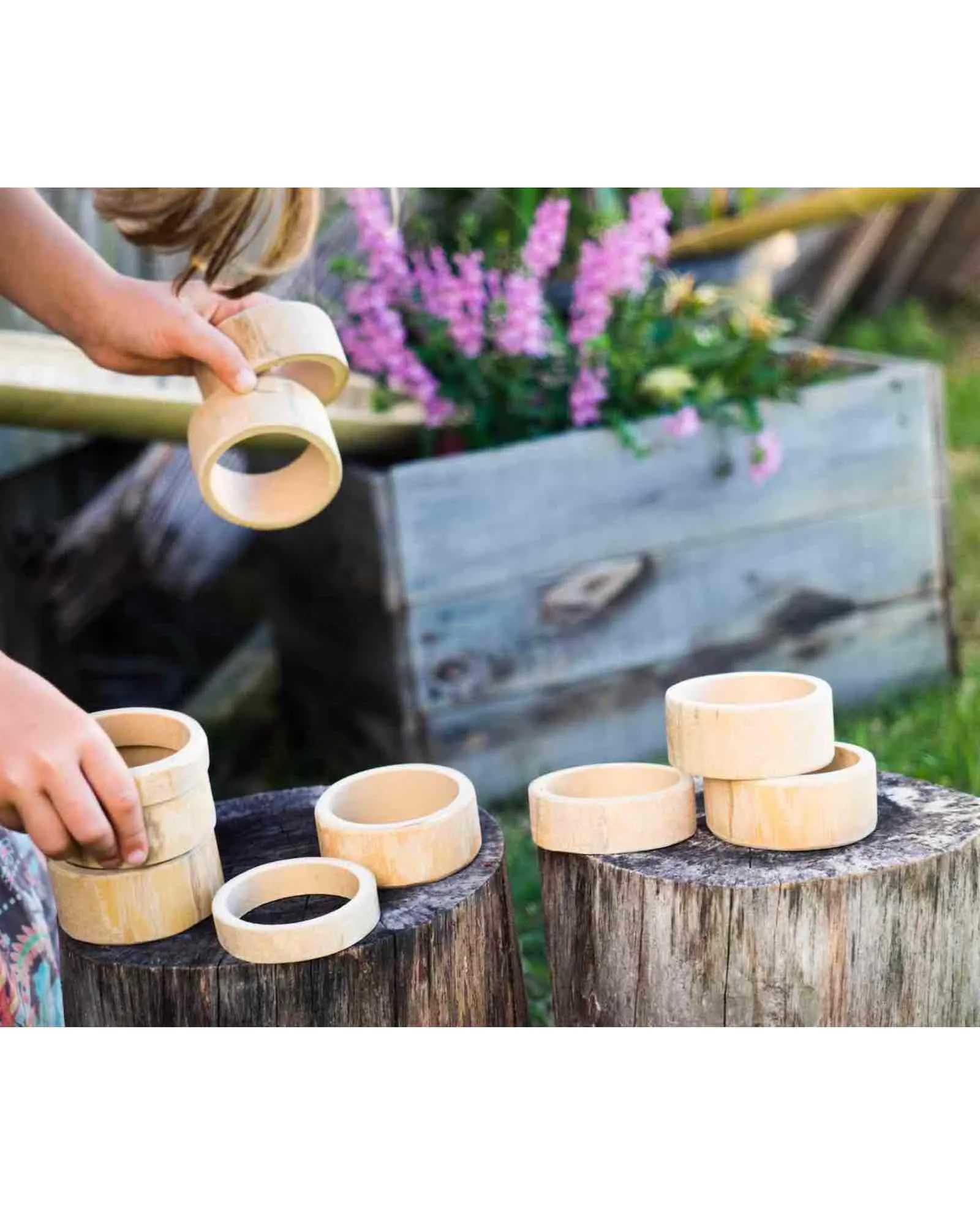 Bamboo Building & Rolling Rings - Loose Parts Play