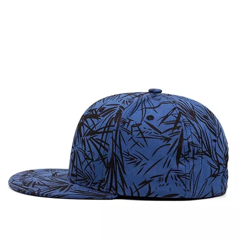 Bamboo Leaves Blue Snapback Cap