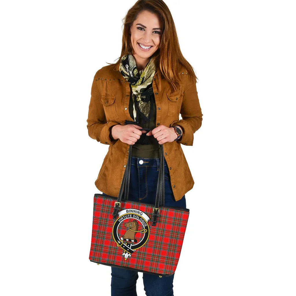 Binning Tartan Leather Tote Bag with Family Crest