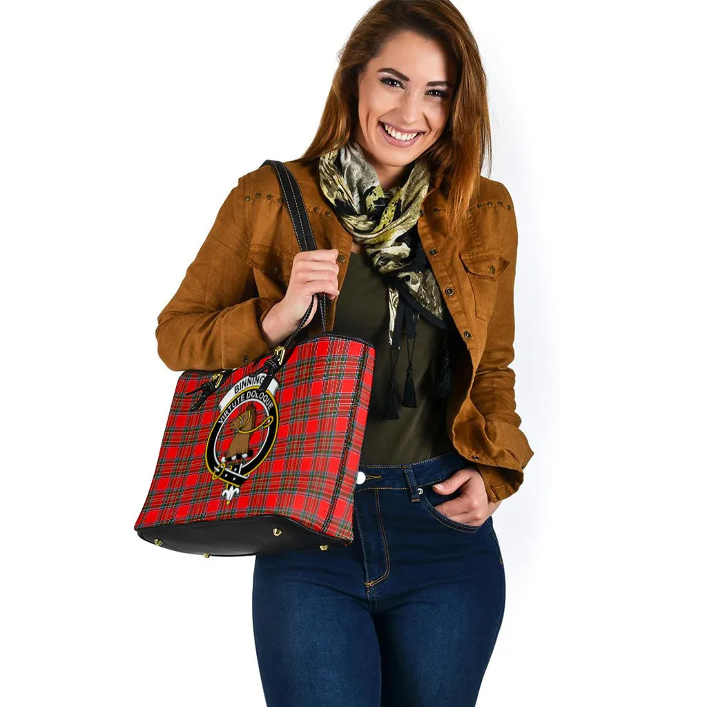 Binning Tartan Leather Tote Bag with Family Crest