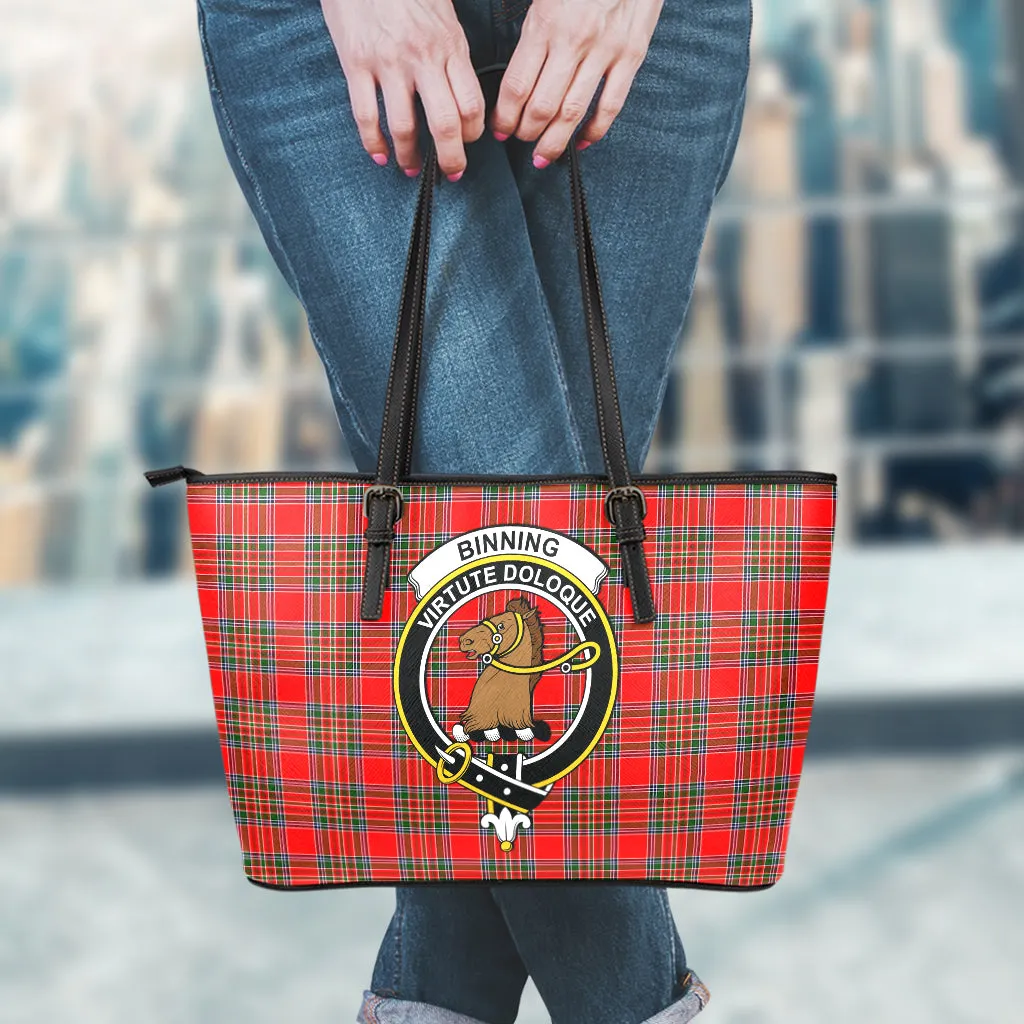 Binning Tartan Leather Tote Bag with Family Crest