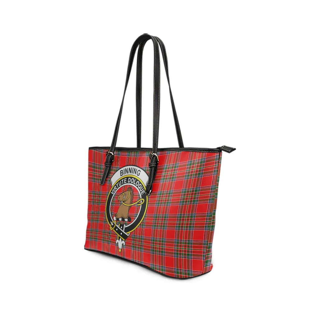 Binning Tartan Leather Tote Bag with Family Crest