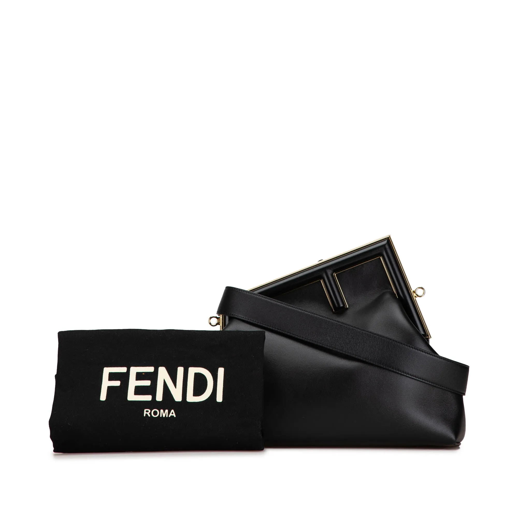 Black Fendi Medium Nappa Fendi First Shoulder Bag