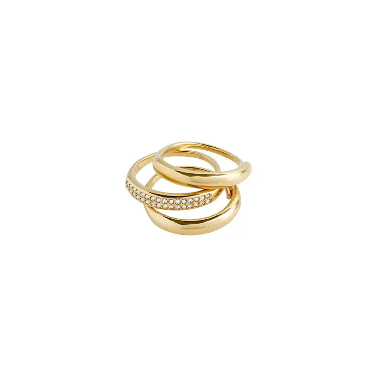 BLOOM Recycled Crystal 3-in-1 Ring Set |Gold