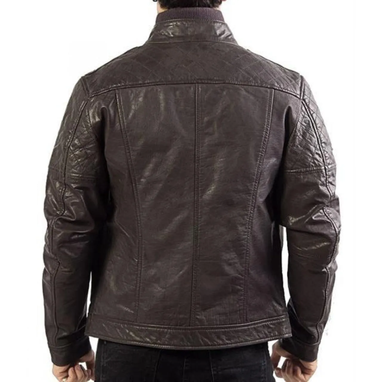 Brown Lambskin Distressed Filipo Leather Jacket