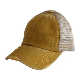 BT-780 C.C Criss Cross Pony Cap MUSTARD/BEIGE