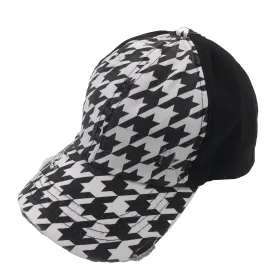 BT-801 C.C Criss Cross Pony Cap HOUNDSTOOTH/BLACK