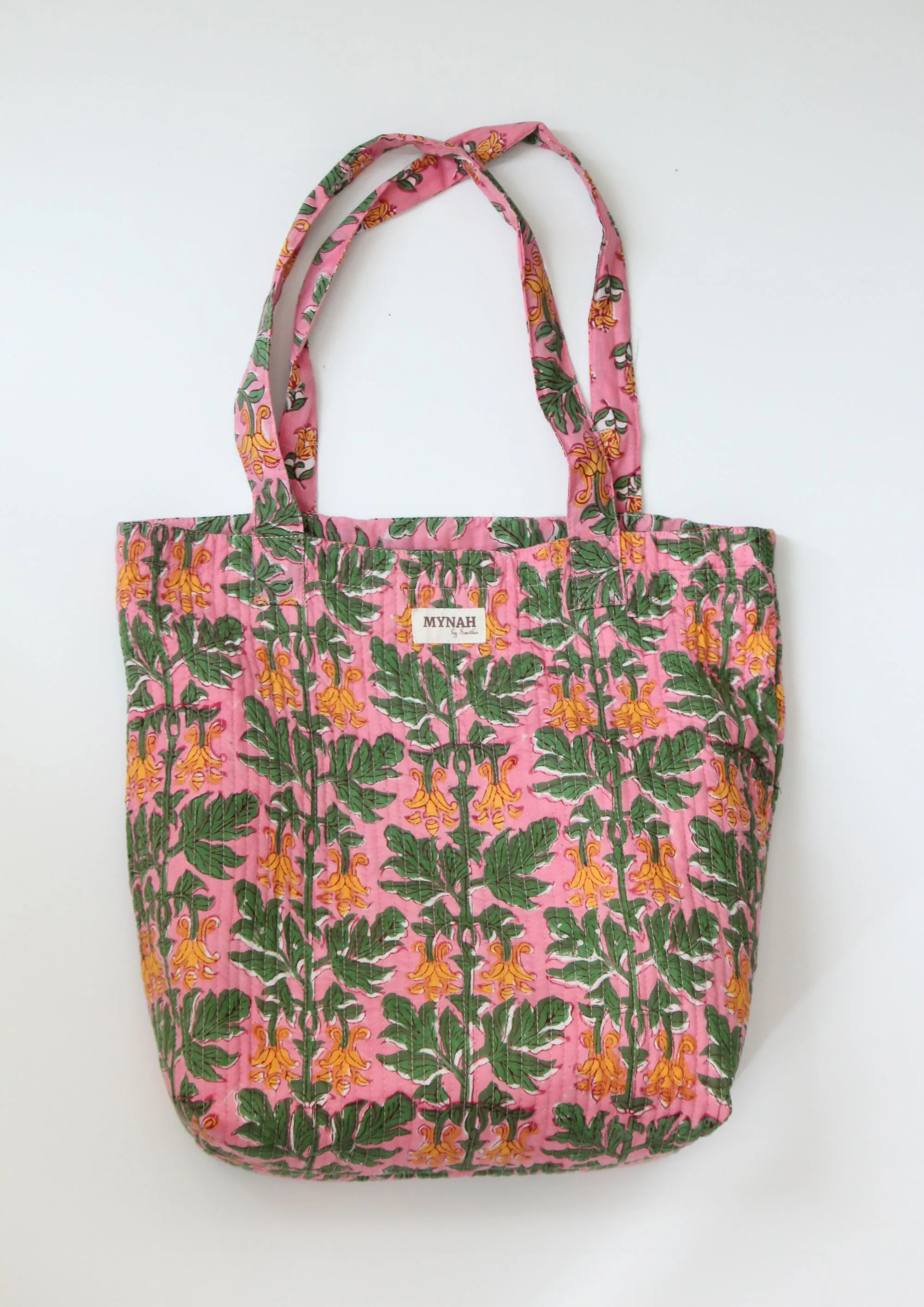 Bubblegum forest floral print tote bag-Small