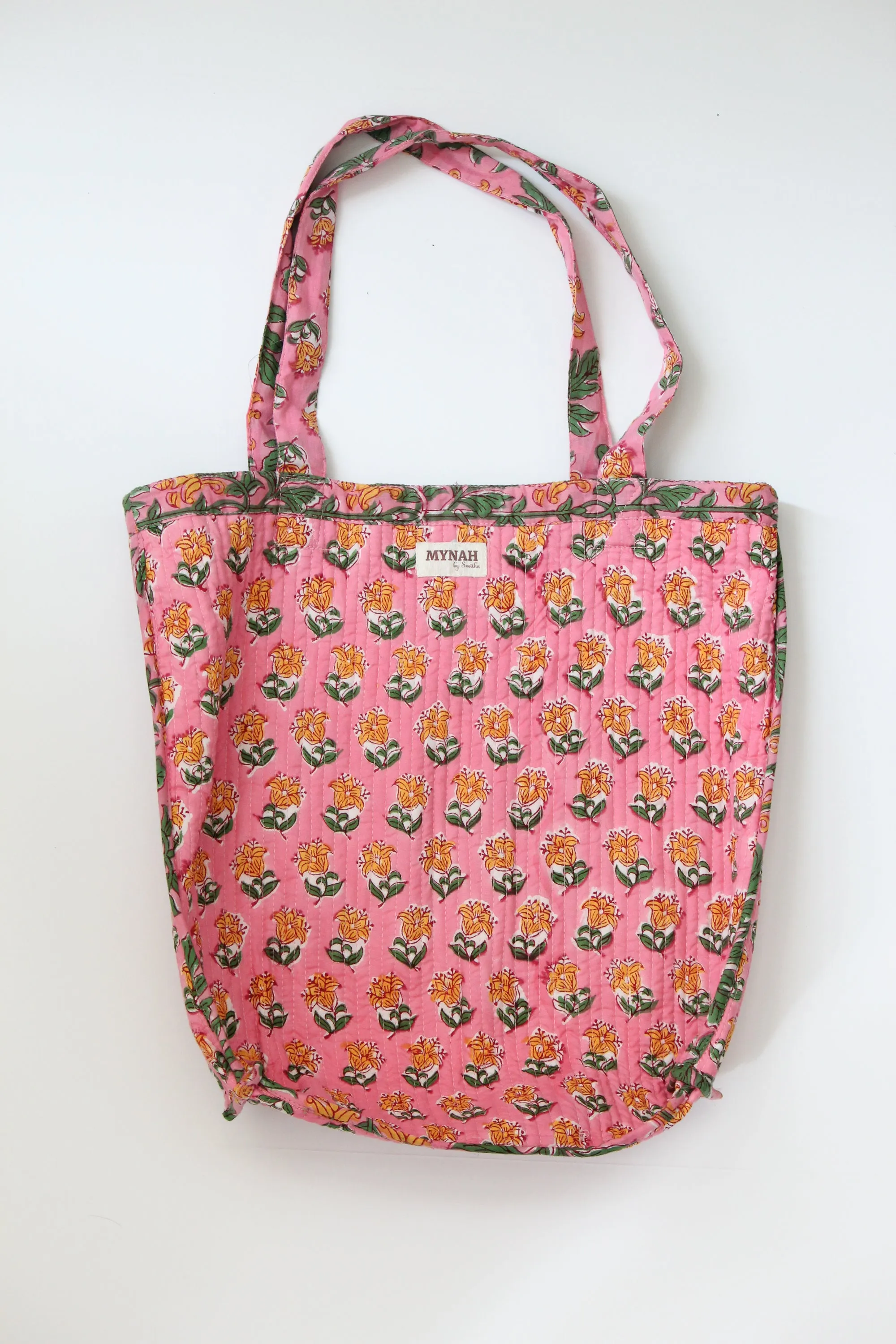 Bubblegum forest floral print tote bag-Small