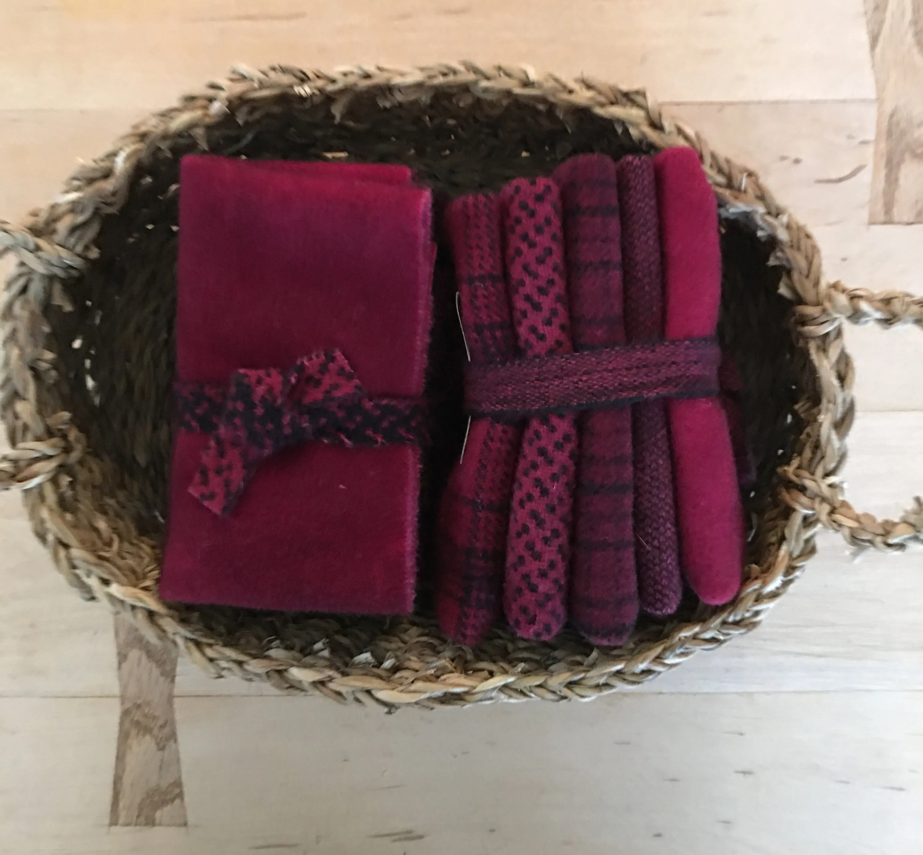 CAPE COD CRANBERRY Hand Dyed Wool Bundle for Wool Applique and Rug Hooking