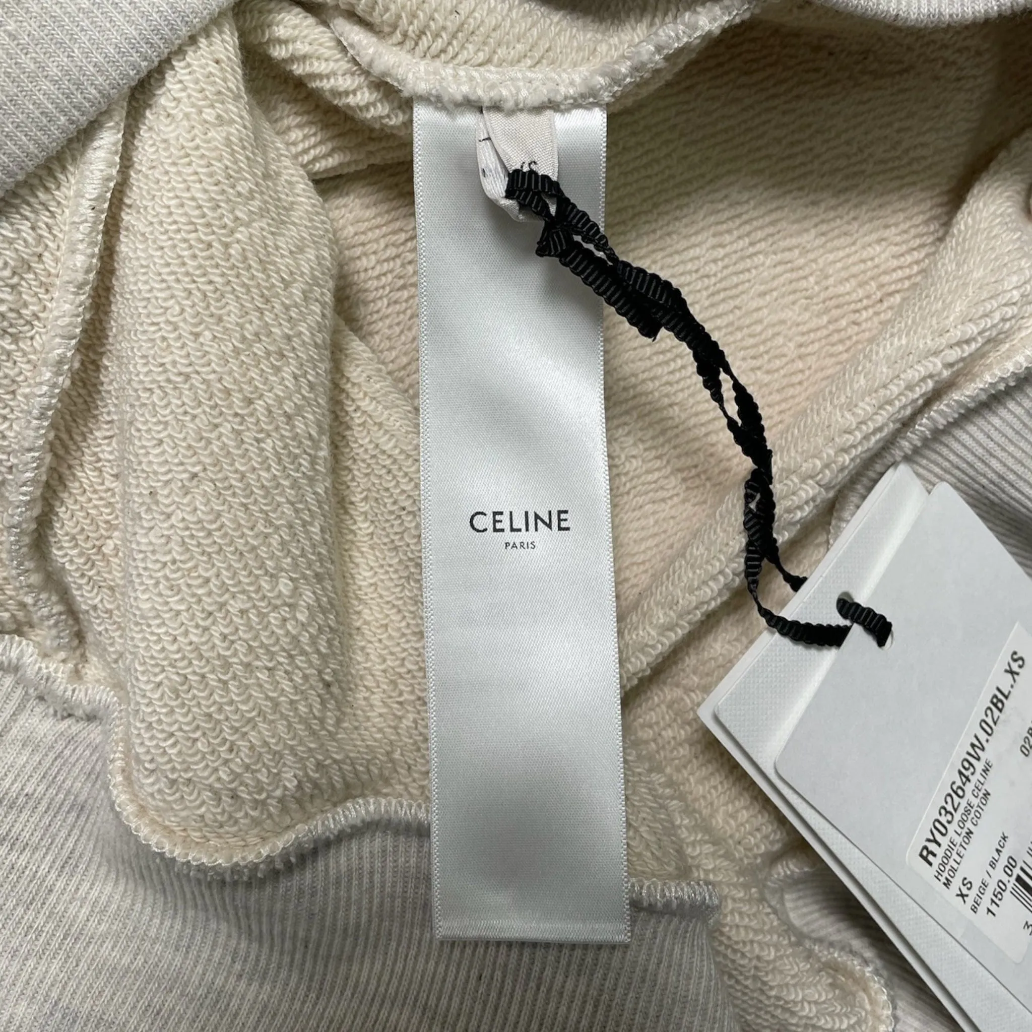 Celine Loose Logo Hooded Sweatshirt Beige Black