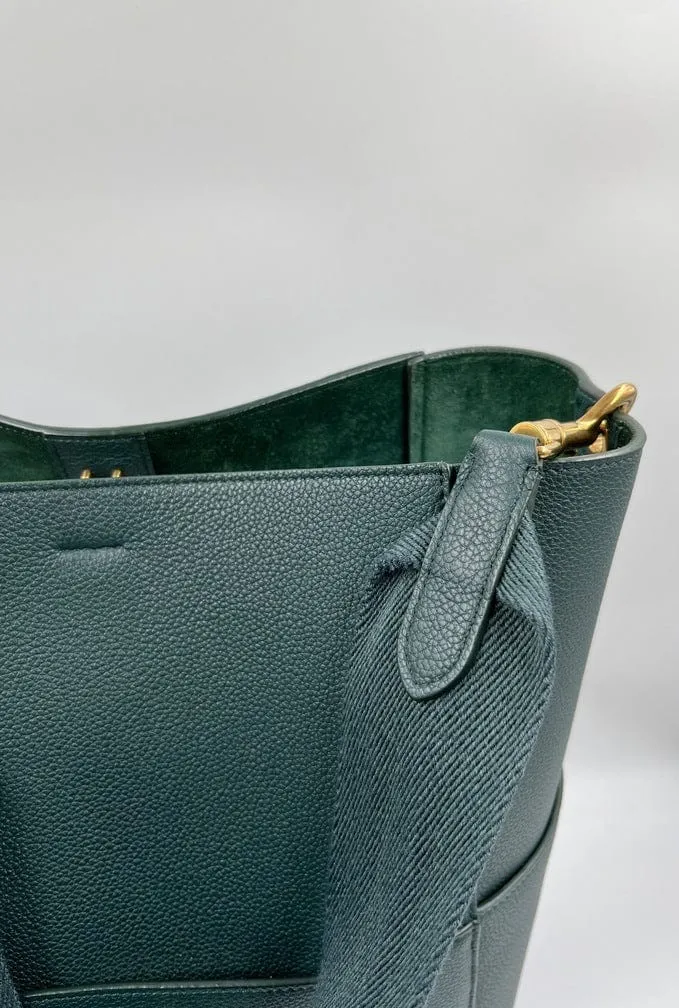 Celine Sangle Bucket Tote in Soft Grained Calfskin Amazone Green