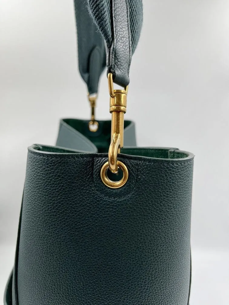 Celine Sangle Bucket Tote in Soft Grained Calfskin Amazone Green