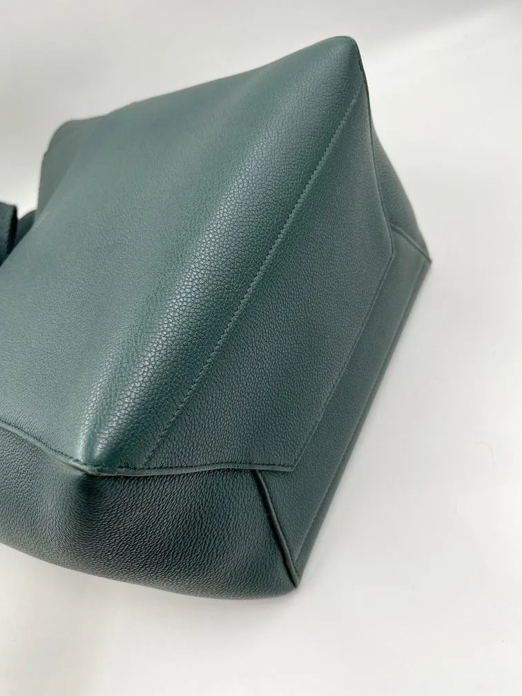 Celine Sangle Bucket Tote in Soft Grained Calfskin Amazone Green