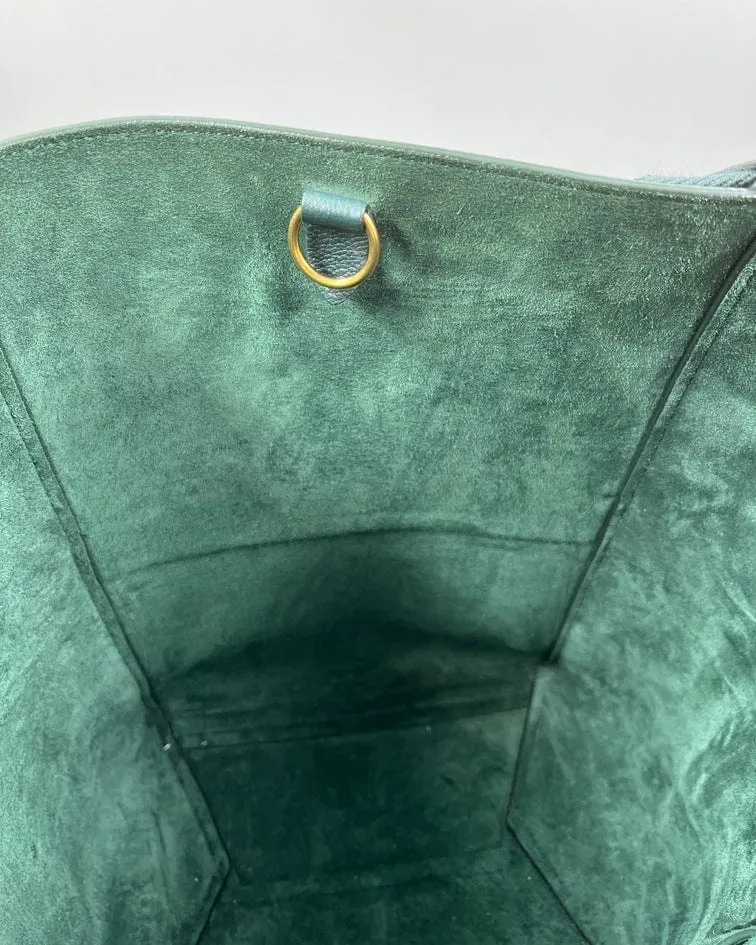 Celine Sangle Bucket Tote in Soft Grained Calfskin Amazone Green