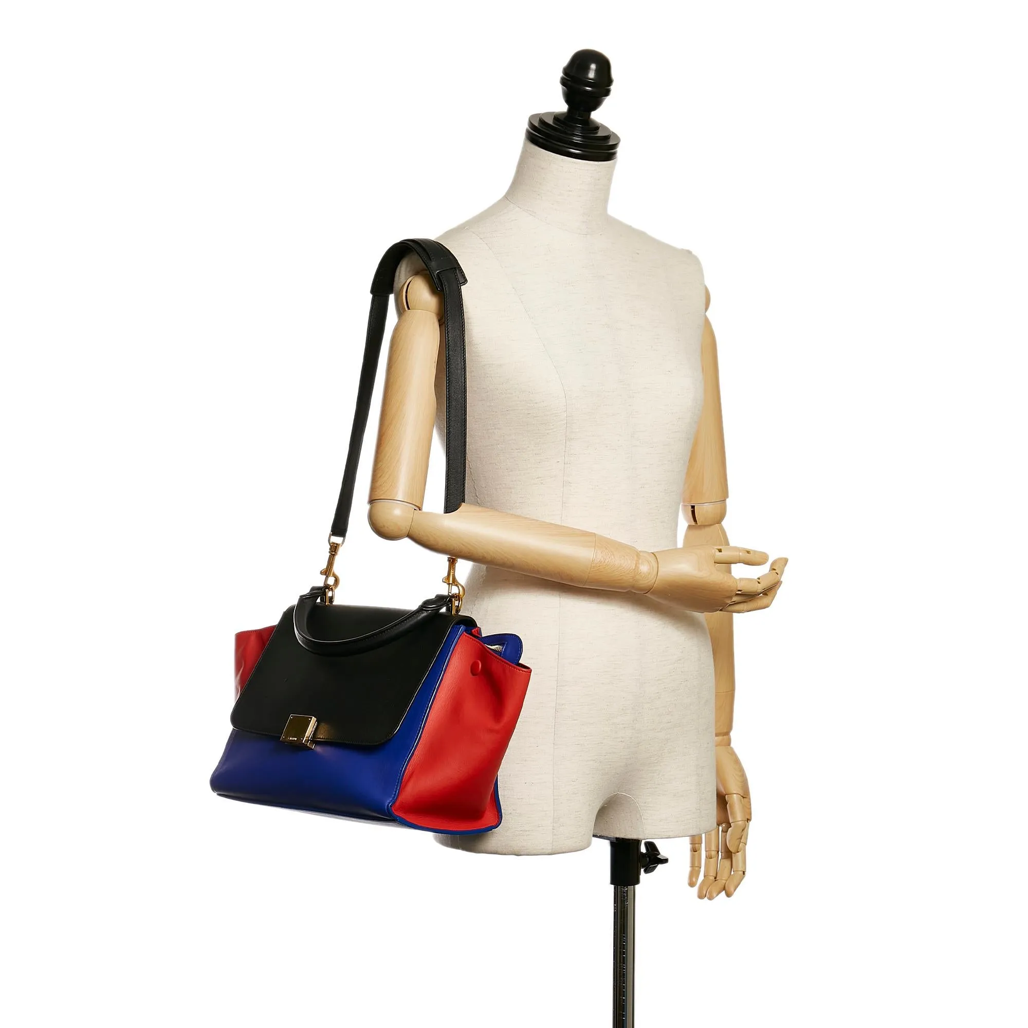 Celine Small Trapeze Tricolor Leather Satchel (SHG-3gg6VD)