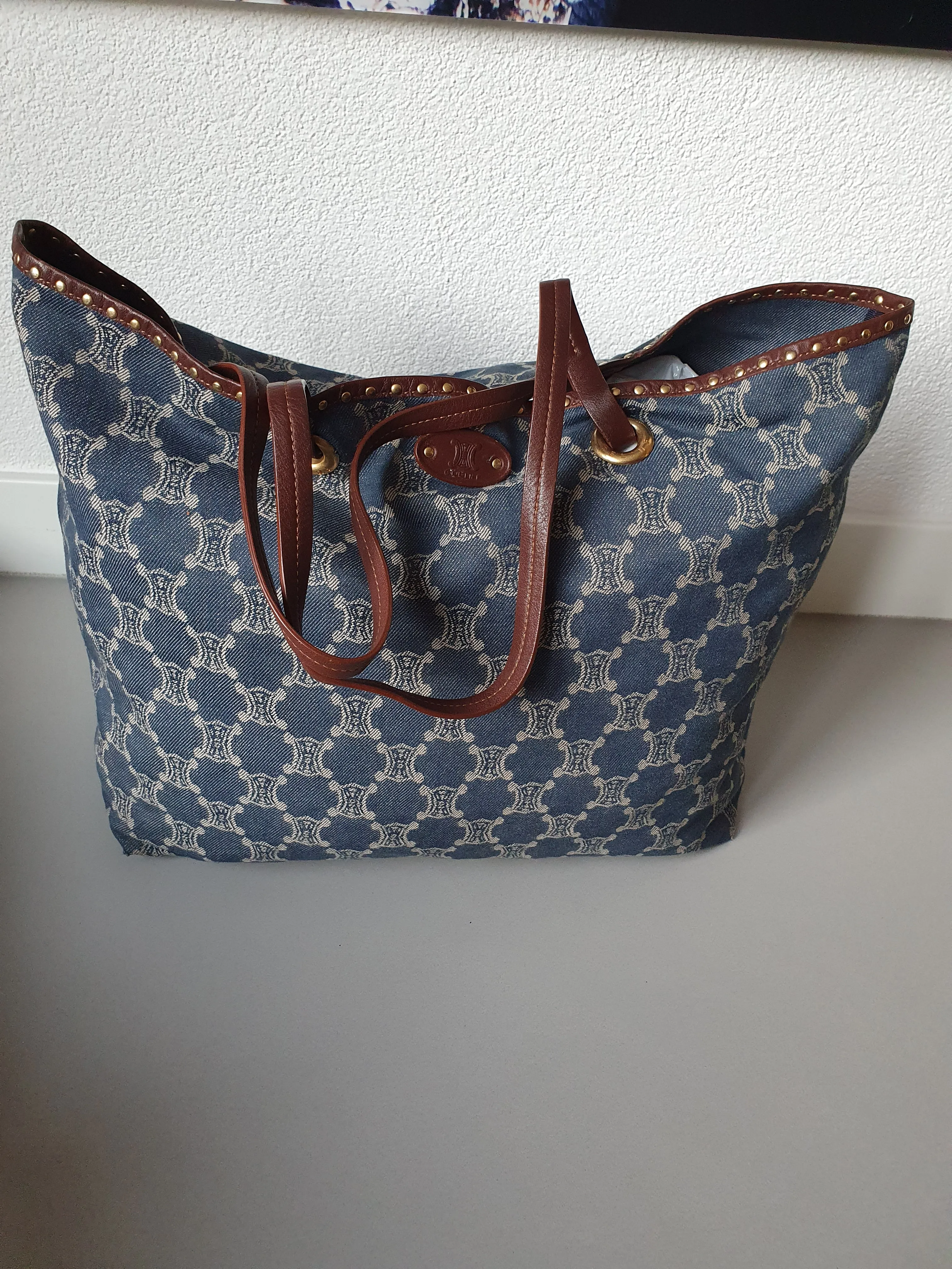 Celine triomphe macadam cloth tote