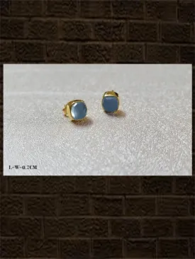 Chalcedony dyed blue rose cut....sterling silver semi precious stone studs in square shape