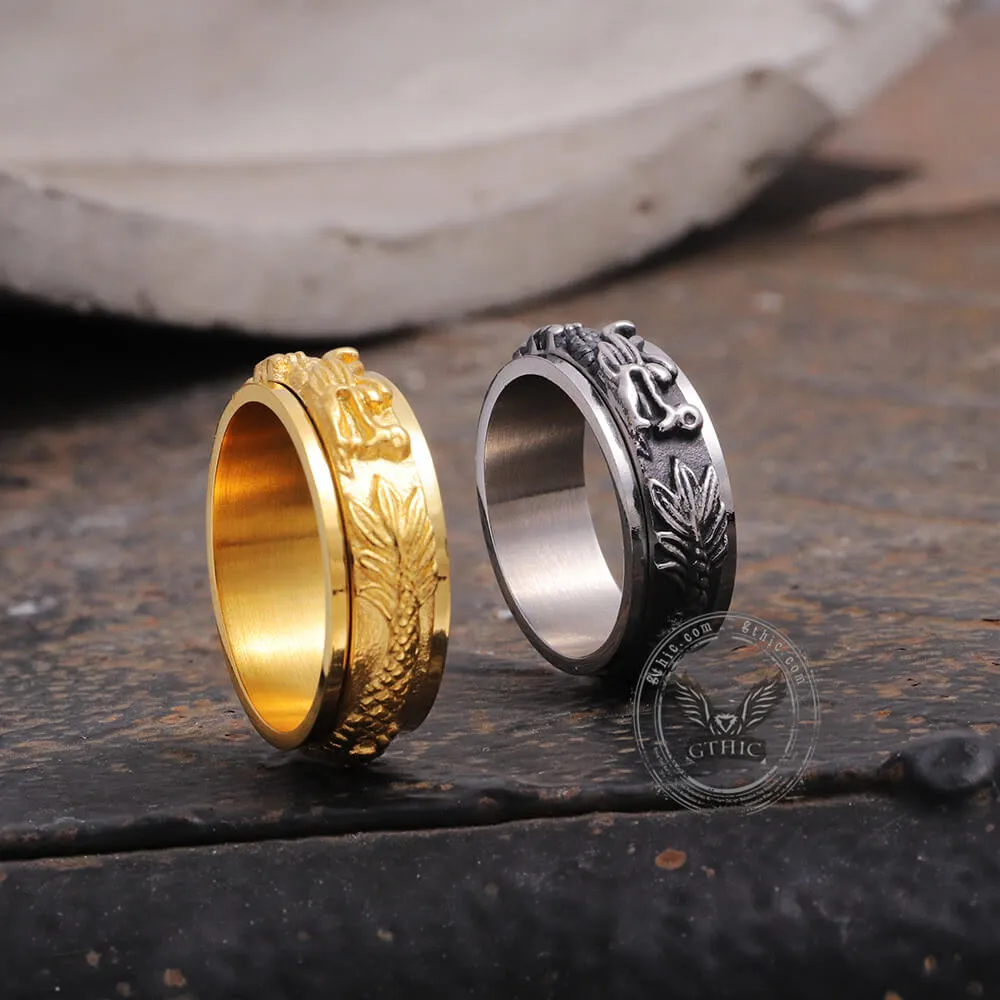 Chinese Dragon Stainless Steel Spinner Ring