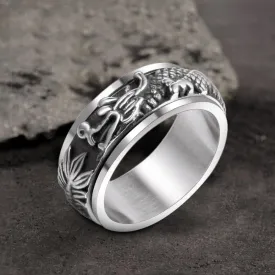 Chinese Dragon Stainless Steel Spinner Ring