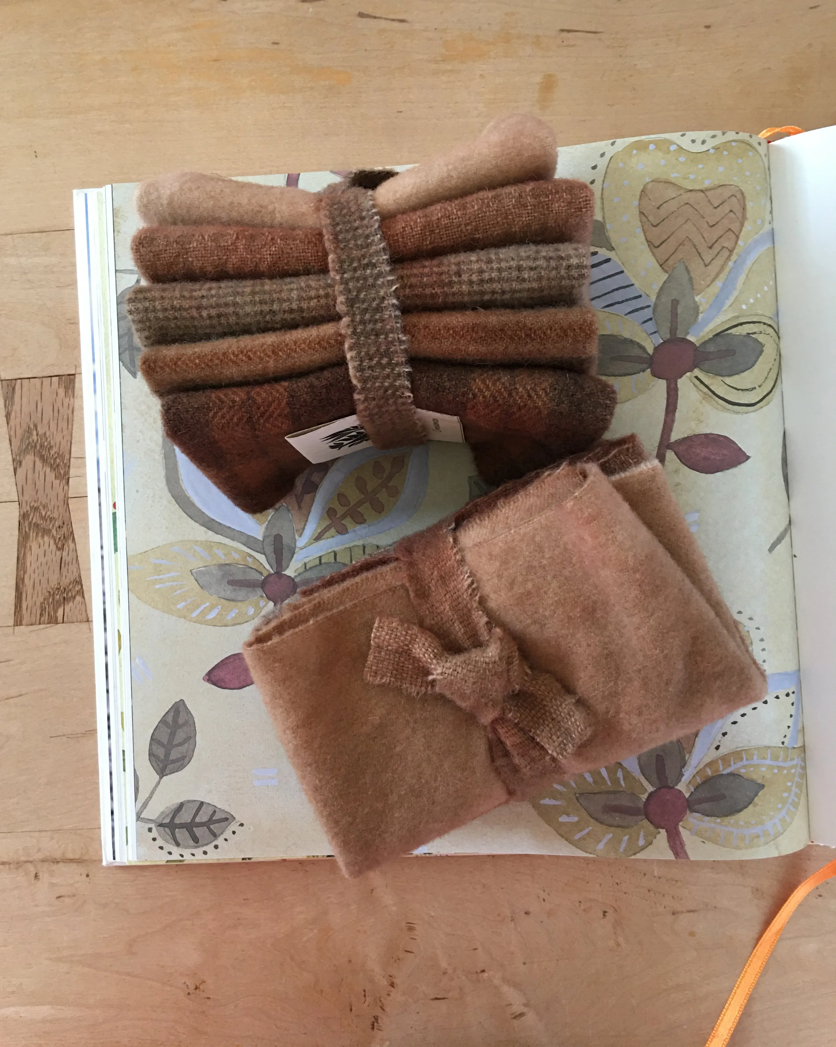 CINNAMON Hand Dyed Wool Bundle for Wool Applique and Rug Hooking