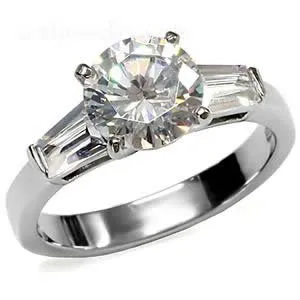 CJ7690OS Wholesale - Stainless Steel 3 Carat Round Engagement Ring