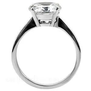 CJ7698OS Wholesale - Stainless Steel Round Prong Set CZ Engagement Ring